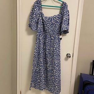 ELOQUII Elements Puff Sleeve Fit And Flare Dress